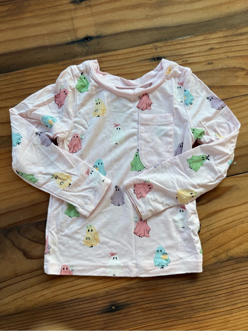 Kyte BABY Pink Long Sleeve Tee with Pastel Ghost Prints
